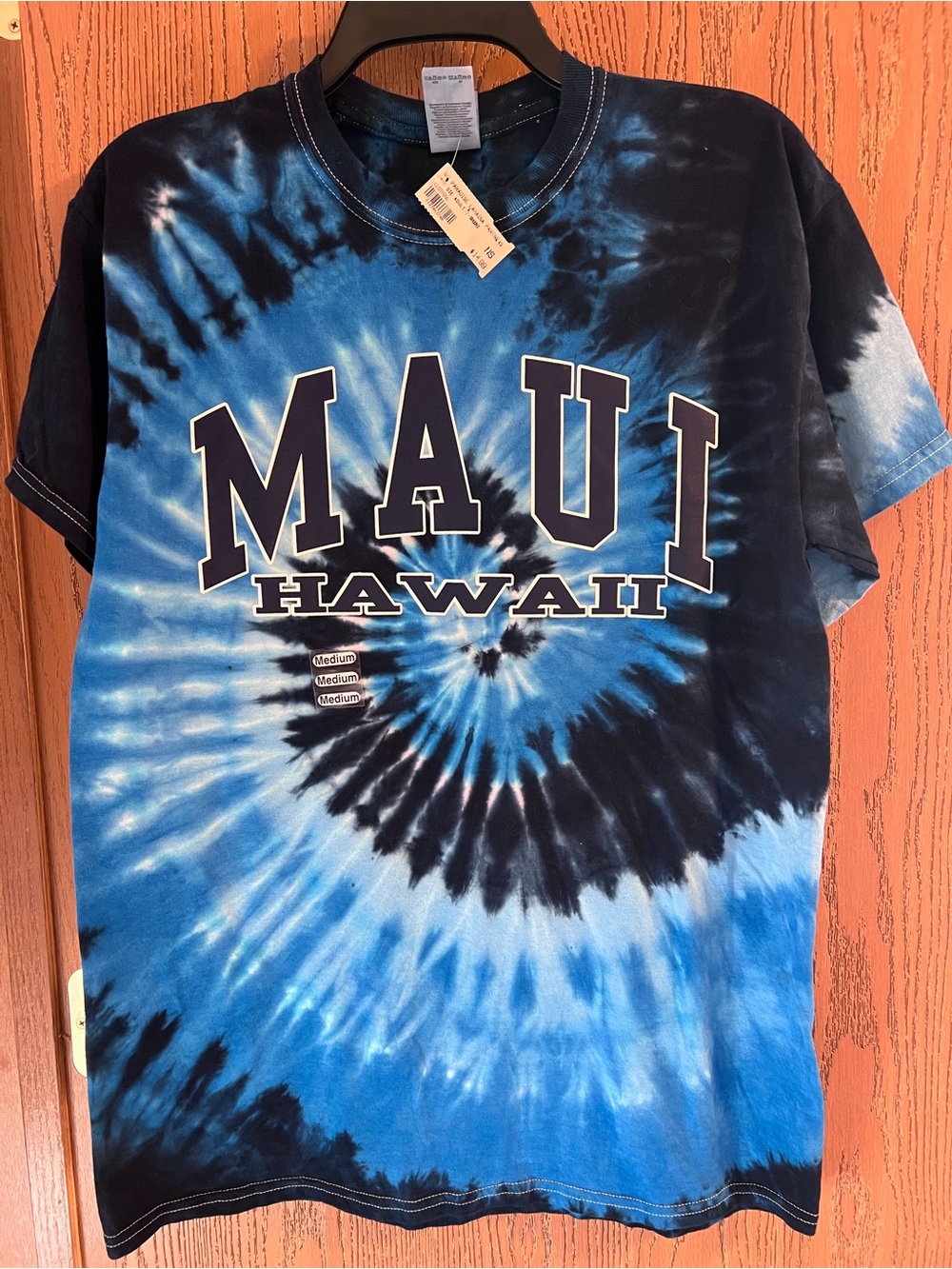 Vintage Maui Hawaii Tie Dye T-Shirt Medium Paradise Lahaina Blue Spiral
